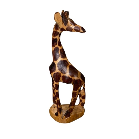 Other - Vintage Wooden Giraffe Figurine Statue Hand Carved Handmade in Kenya